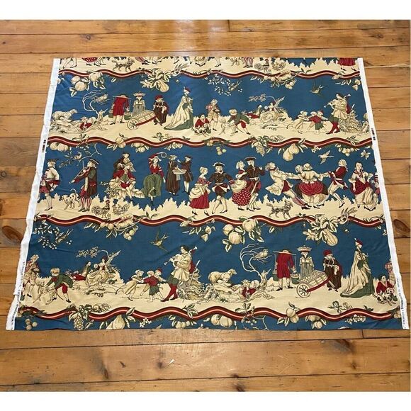 Brunschwig & Fils FABRIC Stanwich Festival HAND PRINT Colonial American Patriot - Picture 10 of 10